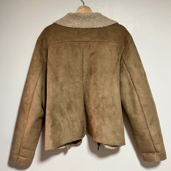 Old Navy Faux Suede Sherpa Lined Moto Jacket – Tan – Women’s XXL - Picture 9 of 11